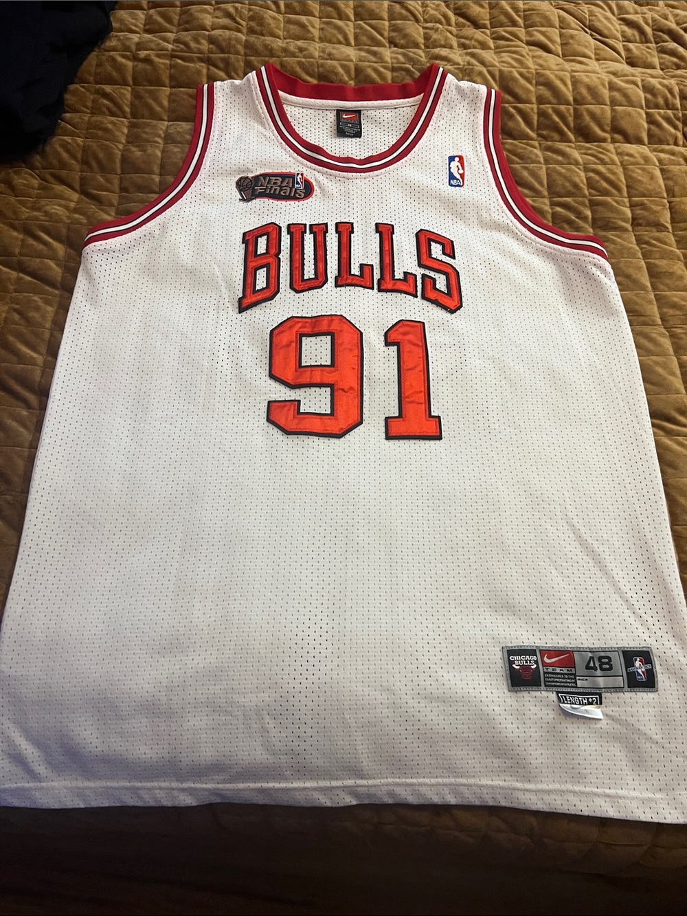 🔥DENNIS RODMAN NIKE CHICAGO BULLS 100% AUTHENTIC BASKETBALL JERSEY SZ LARGE T